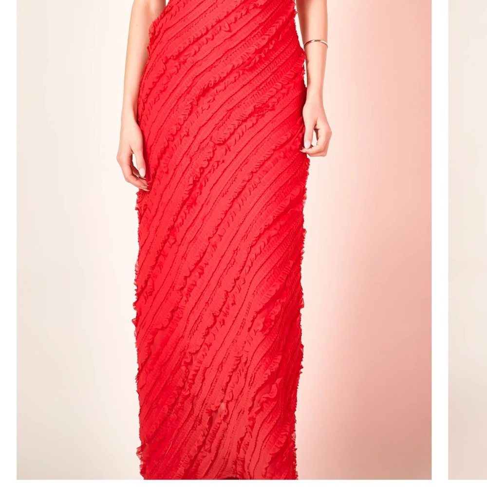 Endless Rose Vibrant Red Ruffle Strapless Dress Small - Picture 2 of 10